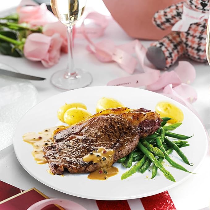 Foraineam 6 Pieces Porcelain Dinner Plates Approximate 10 Inch Round Salad Plate White Dinnerware Dish Catering Serving Plates