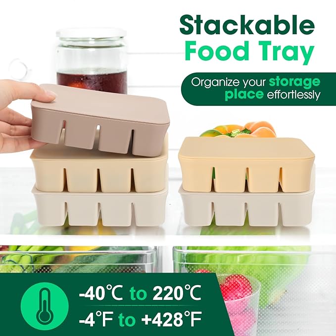 Mimorou 3 Pack Baby Food Freezer Tray with Lids 2.13 oz x 6 Cups/1.15 oz x 12 Cups Silicone Baby Food Storage Container Ice Cube Molds for Homemade Vegetable Fruit Snack(12 Cups,White, Yellow, Brown)