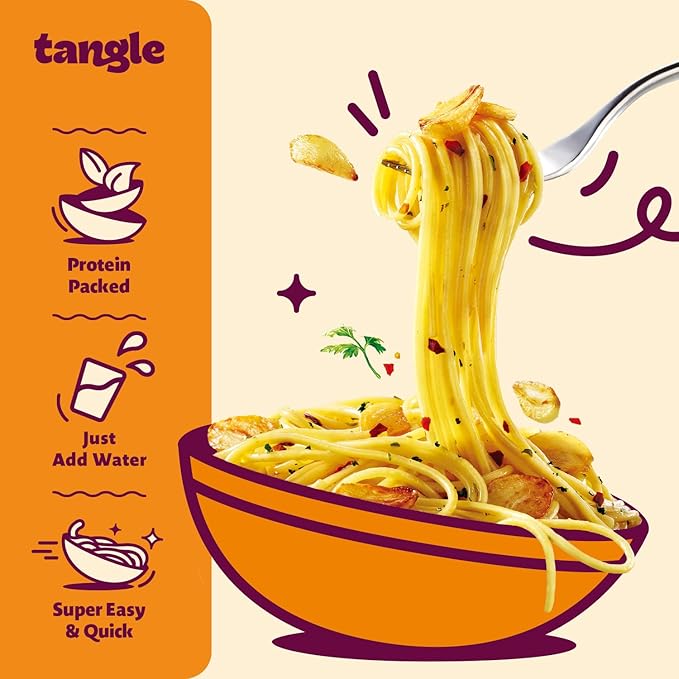 Samyang Tangle Garlic Oil Linguine Aromatic Roasted Garlic and Olive Oil Flavor Spicy Kick Air Dried Noodle Easy Cook Pasta 3.63 oz (Pack of 4)