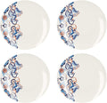 V&A Rococo Silk White Dinner Plates with Printed Design, Fine China, White, 27 cm, Set of 4