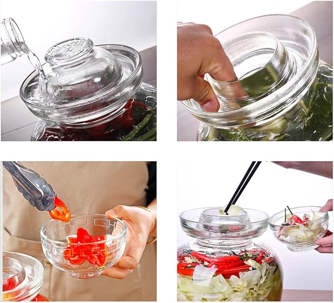 Glass Jar with Lid 2.5 Liter Fermentation Jar, Traditional Fermenting Crock Kit with Water Seal Airlock Lid, Pickle Jar for Pickles Kimchi, Sauerkraut, Wine Brewing, Kombucha