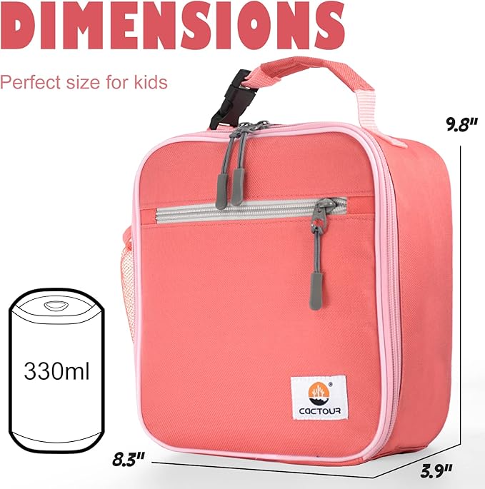 CaCTOUR Lunch Box Kids,Premium Insulated Lunch Bag for Girls Boys,Soft Bag Mini Cooler Back to School Thermal Reusable Lunch Bag for Work School Picnic -Red