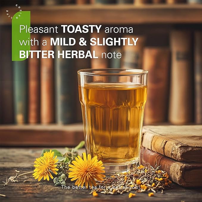 WT WEETEE Organic Green Tea Dandelion, Made of Organic Roasted Dandelion Root and Green Tea, 50 Tea Bags, Rich in Antioxidants & Liver Support