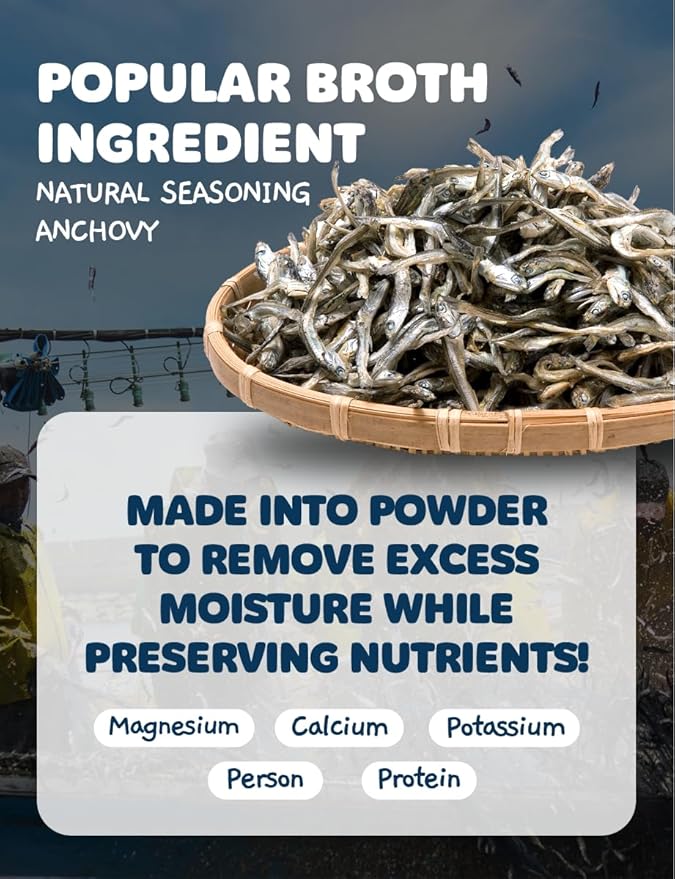 Korean Anchovy Powder 8 oz (227g) – Natural Umami Broth Base, Fine Ground Dried Anchovies, Soup & Stew Seasoning, Ramen, Fried Rice & Pasta Boost, No Additives