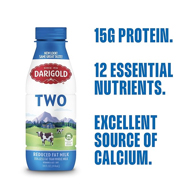 Darigold Milk 2 Percent, Reduced Fat Shelf Stable Milk with 12 Essential Nutrients, 15g Protein, rsBT Free - 14oz, 12 Pack (Two Percent)