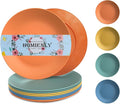 Homienly Wheat Straw Plates Unbreakable Flat Salad Plates Set of 8 Reusable Dinner Plate for Kitchen, Camping, RV, Microwave and Dishwasher Safe Plate Heavy Duty Paper Plates Alternative (Multi, 9in)