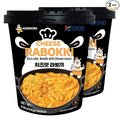 KINIKORA Premium Instant Rabokki Cup - Cheese Flavor, 2 Cups, Korean Ramen & Tteokbokki, Quick and Easy Street Food