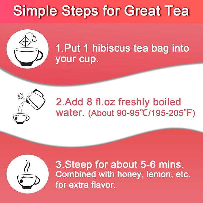 FullChea - Hibiscus Tea Bags, 50 Teabags, 2g/bag - Premium Hibiscus Flower Tea Bag - Cultivated From Nigeria - Non-GMO - Caffeine-free - Rich in Antioxidants & Support Digestion (Pack of 2)