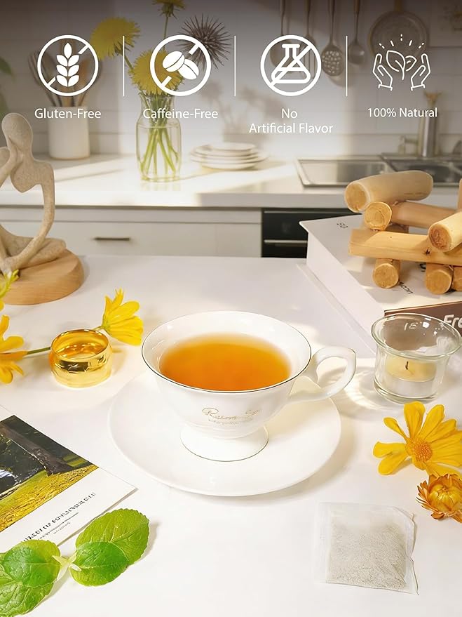 TeeLux Dandelion Herbal Tea, Roasted Dandelion Root with Peppermint, Milk Thistle, Turmeric, Licorice, Roasted Aroma, Smooth & Refreshing, 100 Count