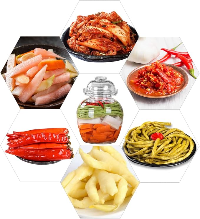 2.5 Liter Pickle Jar Glass Jar with Lid, Fermentation Kit with Water Seal Airlock Lid, Canning Jar for Pickles, Kimchi, Sauerkraut, Kombucha, Paocai