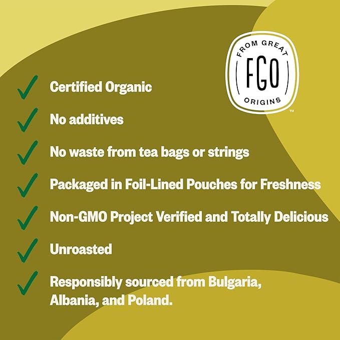 FGO Organic Dandelion Root Loose Tea, Cut and Sifted, Caffeine Free, 16oz Bulk Resealable Bag, Packaging May Vary (Pack of 1)