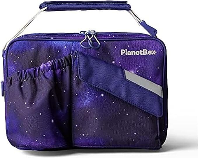 PlanetBox Insulated Lunch Bag – Stardust Edition Carry Bag with Pockets for Water Bottle and Snacks – Durable, Easy to Clean, and BPA Free
