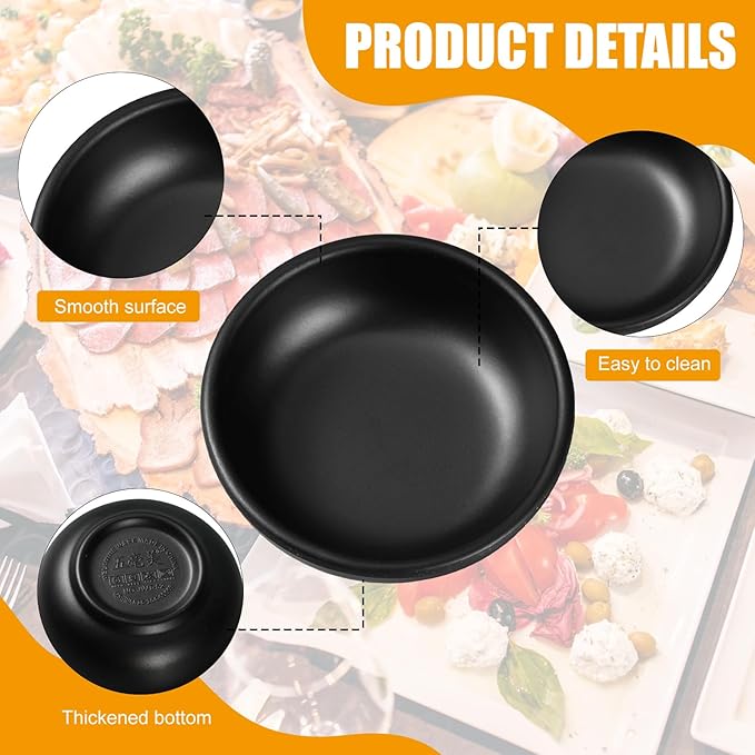 12 Pcs Dip Bowls Set 1.7oz Sauce Soy Dishes Bowls Small for Dipping Tomato Sauce, Soy, BBQ and Other Party Supplies(Black)