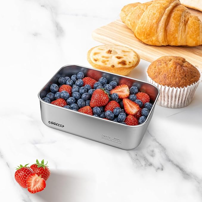 22oz/650ml Stainless Steel Food Containers,Stainless Steel Containers with Lids,Snack Containers,Lunch Box,Easy Clean,Airtight&Leakproof for Kitchen Storage,Dishwasher Safe,BPA-Free
