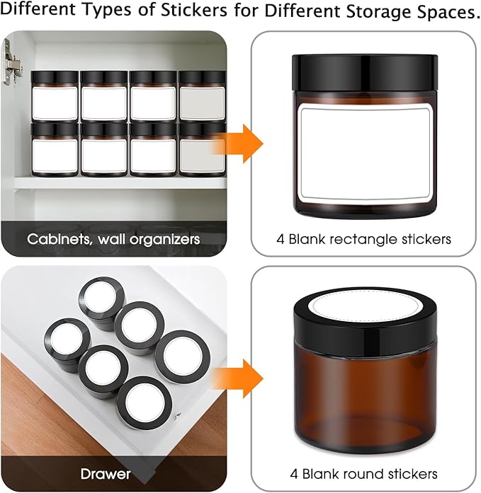 4 oz Glass Jars with Lids, 2 Pack Amber Jars with Lids & Inner Liners, Wide Mouth | Glass Black Mason Jars for Cream, Lotion, Honey, Jam, Jelly | Kitchen & Home
