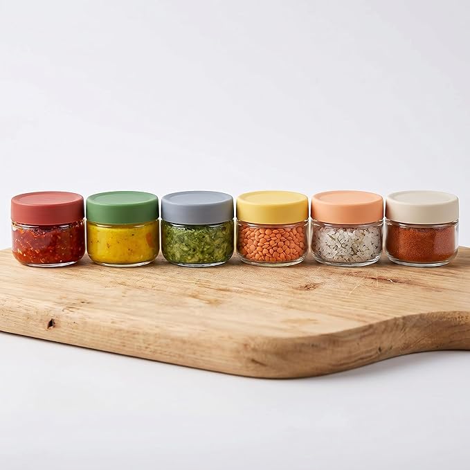 EONJOE 2 oz Glass Dressing Containers To Go Sauce Cups Mini Condiment Dip Jars with Lids Lunch Box Accessories,6-Pack
