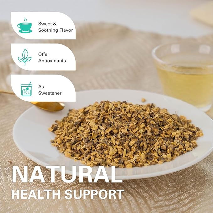 WT WEETEE Organic Licorice Root Tea, Organic Pure Licorice Root Loose Cut and Sifted, Naturally Caffeine-free, Bulk Licorice Chopped 8 oz. (228g)