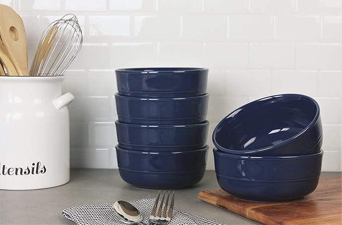 Double Line 6.25"/24 oz Cereal Bowl, Set of 6, Cobalt Blue