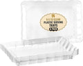6 Pack Clear Plastic Serving Trays for Party, 9 x 13 Inch - Heavy Duty Plastic Trays for Food - Rectangular Party Serving Trays and Platters - Clear Disposable Trays