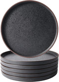 LERATIO Dinner Plates,Ceramic Dinner Plates Set of 6,10.75 inch Large ceramic plates,Modern Shape Dinnerware Dishes Set for Kitchen, Microwave & Dishwasher & Oven Safe-Coffee Rim