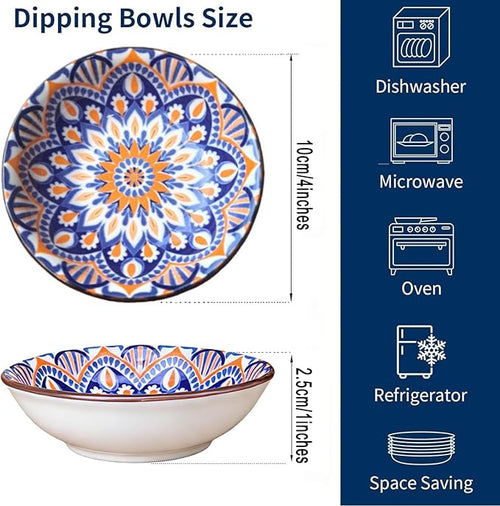 6PCS Sauce Dish, Ceramic Dipping Bowls,Small Bowl,Soy Sauce Dish Dipping Sauce Bowl,Sauce Plates Dip Bowls for Condiments Sushi Dishes Soy Sauces Ketchup Snack Side Dishes - Set of 6