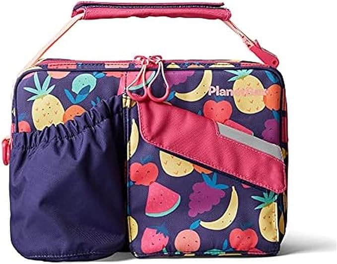 PlanetBox Insulated Lunch Bag – Tutti Frutti Edition Carry Bag with Pockets for Water Bottle and Snacks – Durable, Easy to Clean, and BPA Free