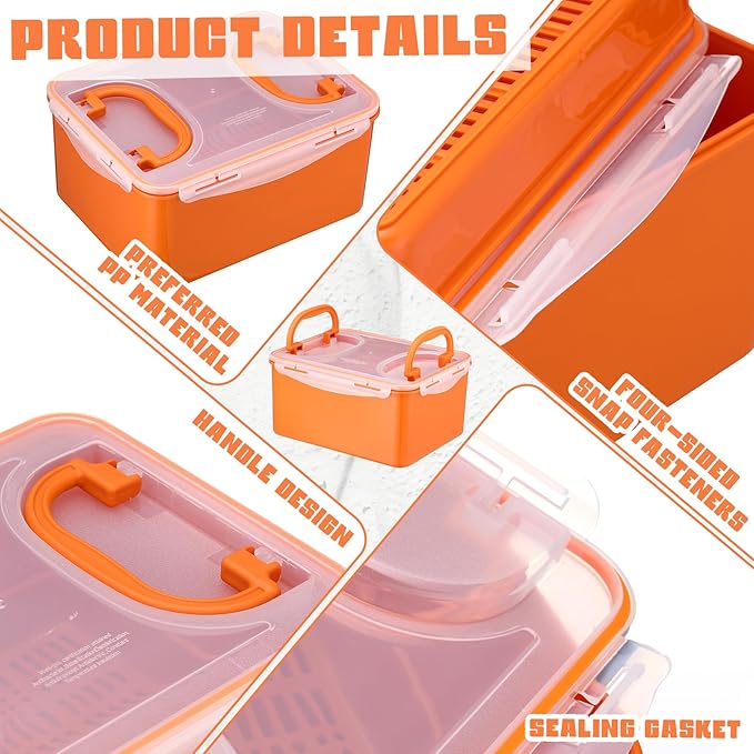 LemonRoad 2 Gal/7.5 L Kimchi Sauerkraut Fermenting Container with Airtight Lids & Press Plate, Food Grade Fermentation, Storage Box with Sealed Lids for Pickles and Vegetables(Orange)