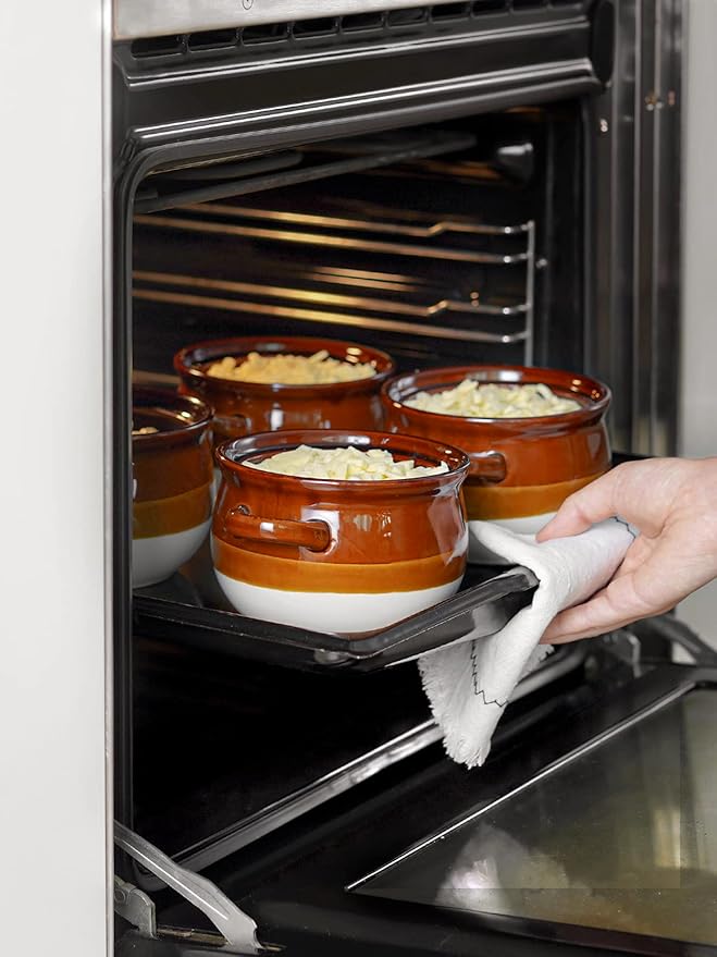 LE TAUCI French Onion Soup Bowls with Handles, 22 Ounce Ceramic French Onion Soup Crocks Oven Safe Serving Bowls for Soup, Chili, Beef Stew, Cereal, Pot Pies, Set of 4