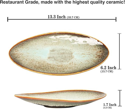 Ceramic Dinner Plates Set of 4, for Bread, Pasta, Salad, sushi - Microwave, Oven and Dishwasher Safe, Scratch Resistant durable Brown Brown reactive glaze