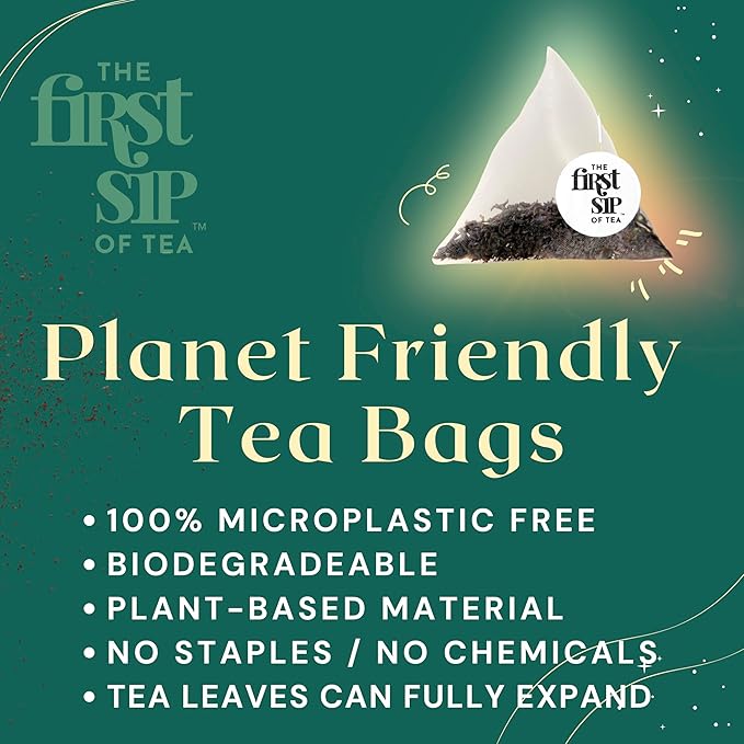 Earl Grey Tea Bags, Pure Bergamot Oil, Caffeinated Black Tea w/Subtle Citrus, Natural - 16 Cups | The Spice Hut, First Sip