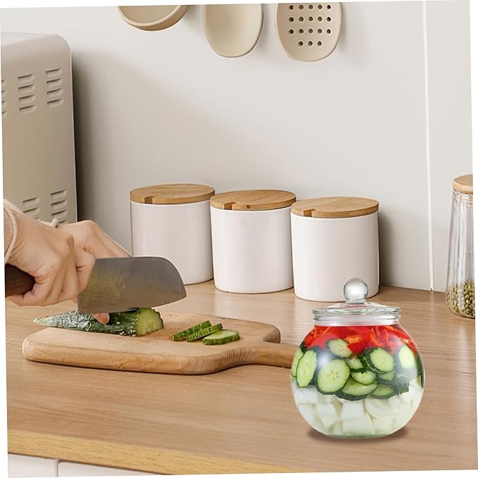 Fermentation Jar, Kimchi Jar Containers, 2500ml Clear Glass Fermenting with Lid Large Pickling Jars, Fermentation Crock for Pickles Kimchi, Sauerkraut, Grains, Dried Fruits