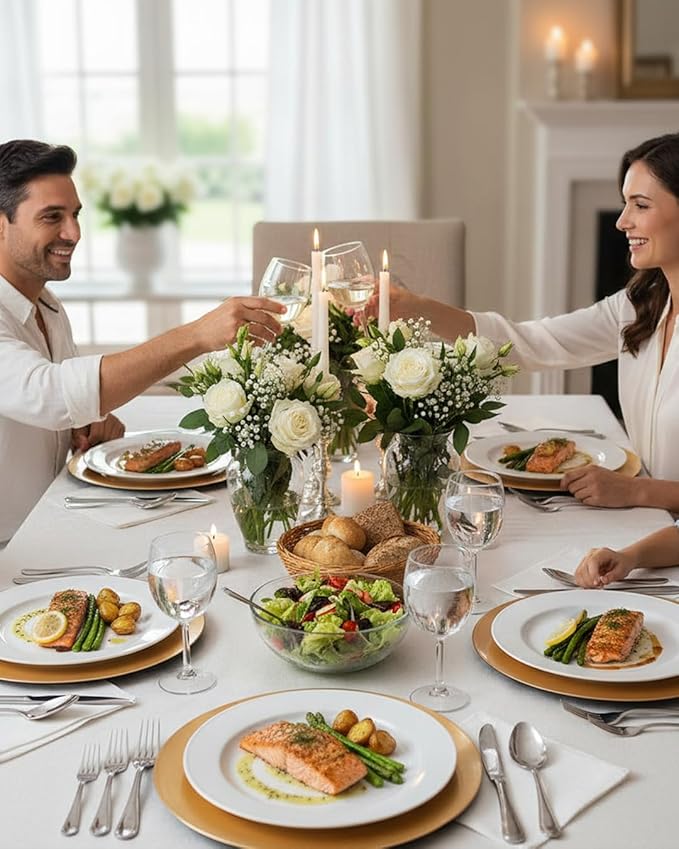 bUCLA 100PCS White Plastic Plates-10.25inch Disposable Dinner Plates-Premium Party&Wedding Plates
