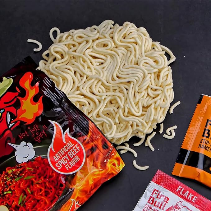 [Fire Bull Ramen] Intense Spicy Stir-Fried Ramen | Original Flavor | Authentic Korean Heat Meets Flavorful Delight | Thick, Chewy Noodles | Quick & Easy Meal (1 Case, 32 Pouches)