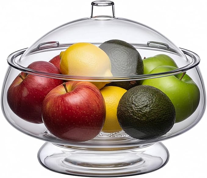 Amazing Abby - Ice Bed - Acrylic 5-Quart Salad Bowl with Built-in Ice Base and Lid, Plastic Clear Serving Bowl with Integrated Servers, Keeping Salad Cold and Fresh for Party, Picnic, Outdoor Dining