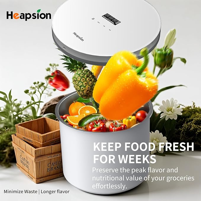 Heapsion 10L Vacuum Storage Container | Airtight Food Saver Keeps Freshness 4X Longer | for Rice, Grains, Pet Food, Coffee, Snacks | Large Kitchen & Pantry Organization Bin (White)