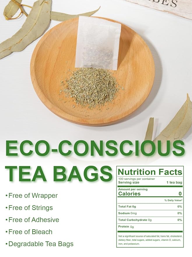 TeeLux Eucalyptus Tea Bags, Premium Dried Eucalyptus Leaves Tea, Refreshing & Smooth Flavor, Caffeine Free, 100 Count