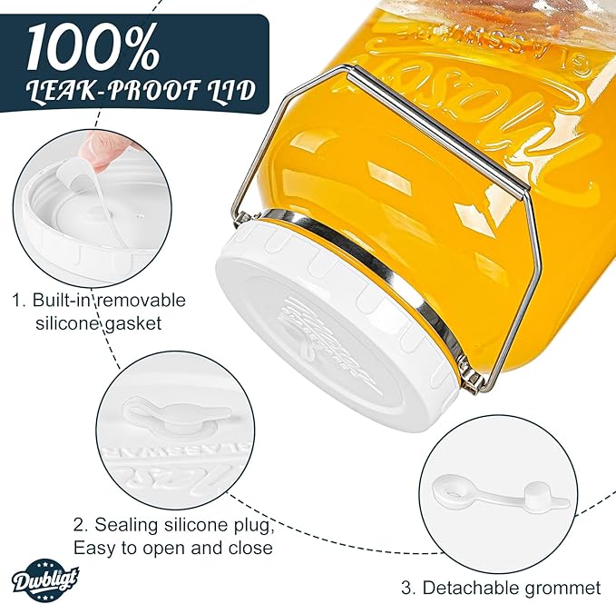 2 Pack 1.5 Gallon Large Fermentation Jars with Airtight Lids & Airlocks, Wide Mouth Glass Mason Jar for Mead Making, Brewing - 100% Leak-proof Pickle jars Kimchi Container with Handles & Bases