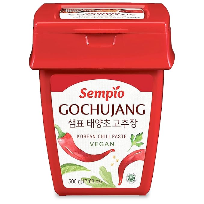 Sempio Gochujang Vegan Korean Red Chili Pepper Paste - Mild Heat: Sweet Spicy Savory Paste, Traditional Fermented Condiment for Cooking, Marinades, Dips, Halal Certified (1.1lbs/500g)