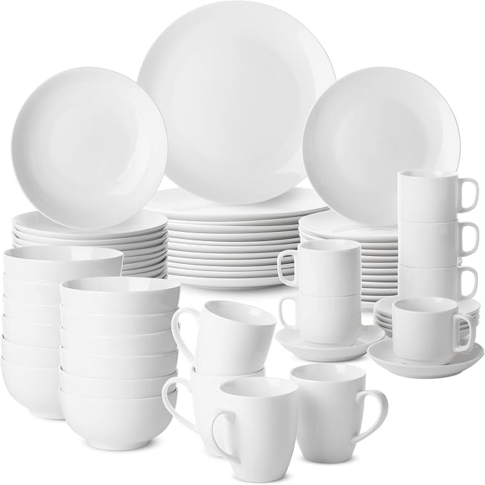 BTaT- White Dinner Plates, 10.5 inch, Set of 12, Restaurant Dishes, White Porcelain Dinner Plates