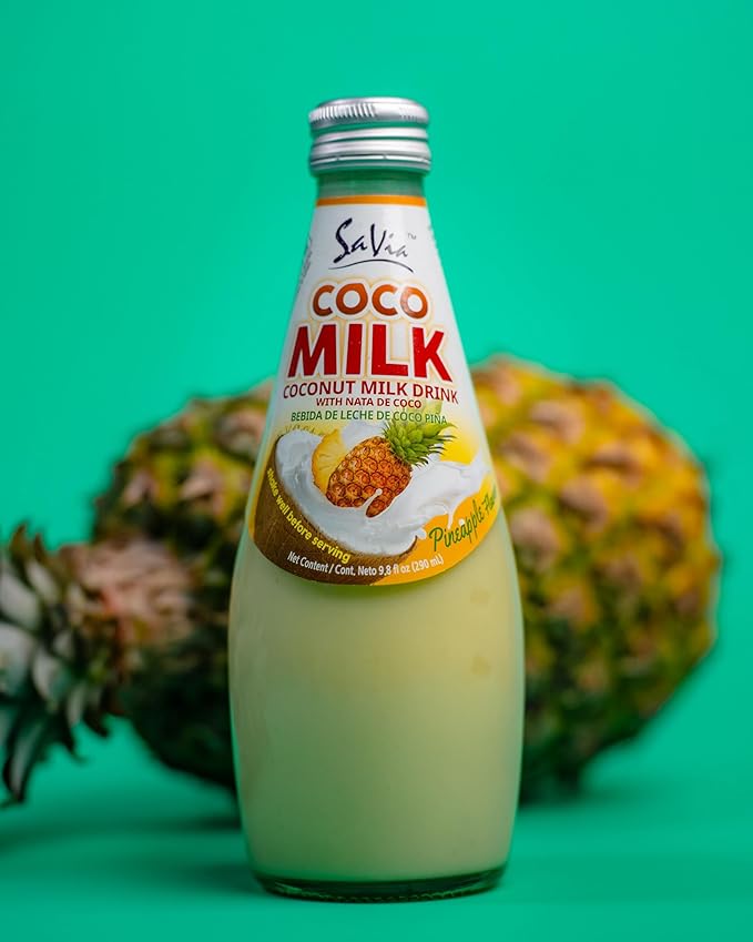 Savia - Coconut Milk Drink, Quality Coconut-Based Beverage, Made with Real Coconut Pulp & Natural, Delicious & Refreshing, Vegetarian, Gluten-Free(9.8oz, 12-Pack) (Pineapple)