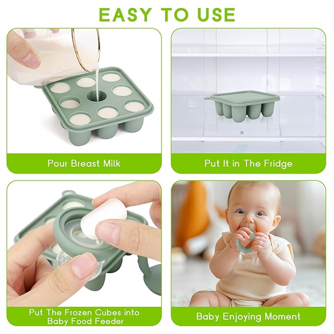 Socub Silicone Baby Fruit Food Feeder & Baby Food Freezer Tray Set, Milk Popsicle Molds for Baby Teething Relief, Baby Food Pacifier Feeder for Infants Self Feeding, Include 3 Sizes Food Pouch
