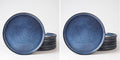 famiware Star Salad Plates for 6, 8 inches Plate Set, Stoneware Dinnerware, Small Dinner Plates for Dessert, Salad, Appetizer, Nebulas Blue (Pack of 2)