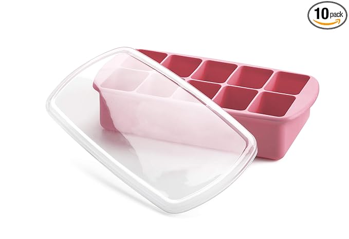 melii Silicone Baby Food Freezer Tray with Lid | 10 x 2oz Portion Cubes – Breastmilk & Homemade Puree Storage Container – BPA Free, Microwave, Freezer & Dishwasher Safe – Baby Registry Must (Pink)