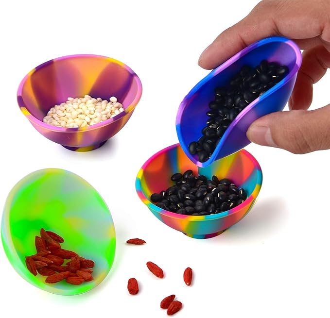 Coopay 8 Pieces Mini Silicone Pinch Bowls Colorful Heat Resistant Snack Prep and Serve Bowls, Unbreakable, Flexible, 1.75 Oz (Mixed Colors)