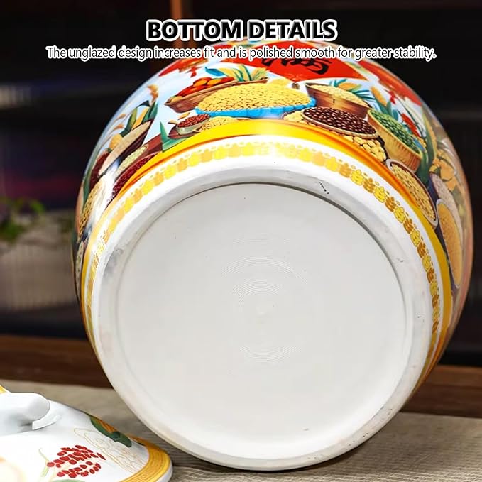 Home airtight Ceramic kitchen Storage Jar, Large Capacity Food Storage Jar, Rice Storage Container With lid, Grain & Rice Dispenser, for Flour, Sugar, Cereal, Coffee.(10KG)