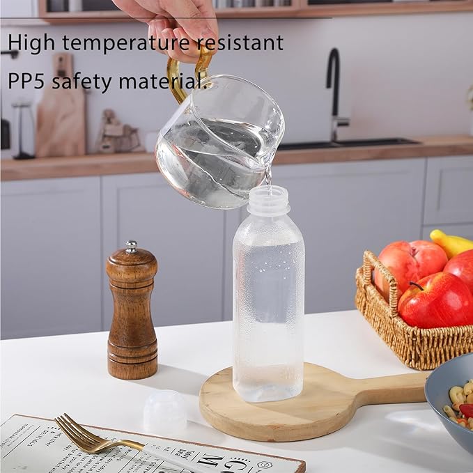 Condiment Squeeze Bottles for Sauces 10oz With Flip Top, Hot Sauce Bottles With Caps For Oil, Camping Condiment Containers BBQ Sauce, Oil Bottles- 6 pcs, 10oz