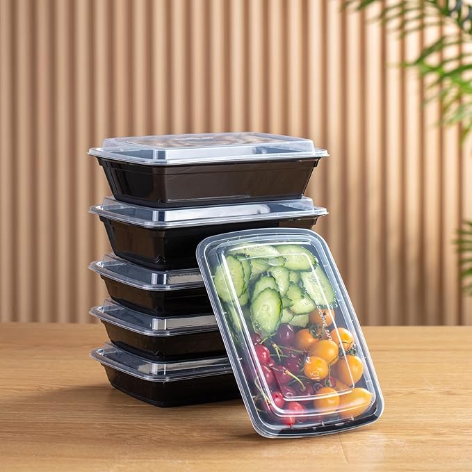 28 oz Meal Prep Containers Bulk 50-Pack - Leak-Resistant, Reusable with Lids, Microwave/Freezer/Dishwasher Safe - Commercial Food Storage