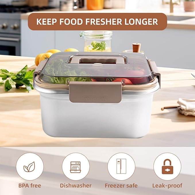 Thickened 304 Stainless Steel Food Storage Containers - Multi-Size, Portable Sealed Lid, Leakproof & Stackable, Microwave/Freezer Safe for Kitchen/Outdoor Use (2200+3800ML)