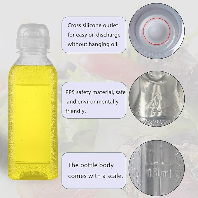 Condiment Squeeze Bottles for Sauces 10oz With Flip Top, Hot Sauce Bottles With Caps For Oil, Camping Condiment Containers BBQ Sauce, Oil Bottles- 6 pcs, 10oz
