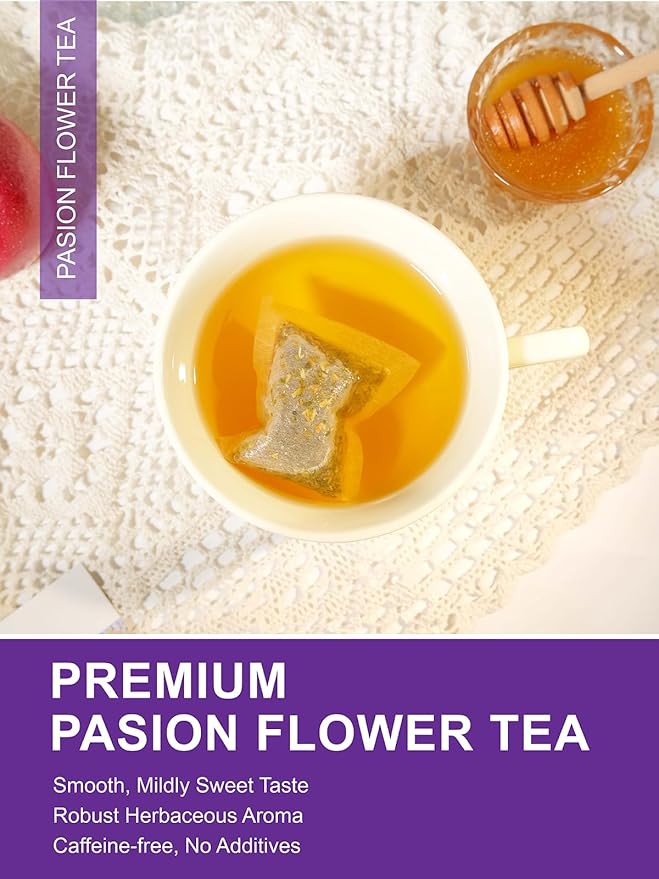 TeeLux Passion Flower Tea Bags, Natural Passionflower Leaf Tea, Smooth & Full-bodied Flavor, Caffeine Free, 100 Count